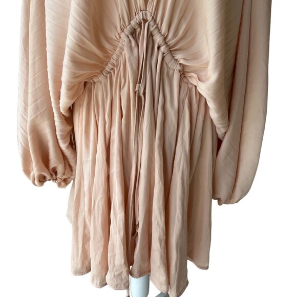 FREE PEOPLE Deep V Peach Gathered Dress Size XS - Picture 5 of 8
